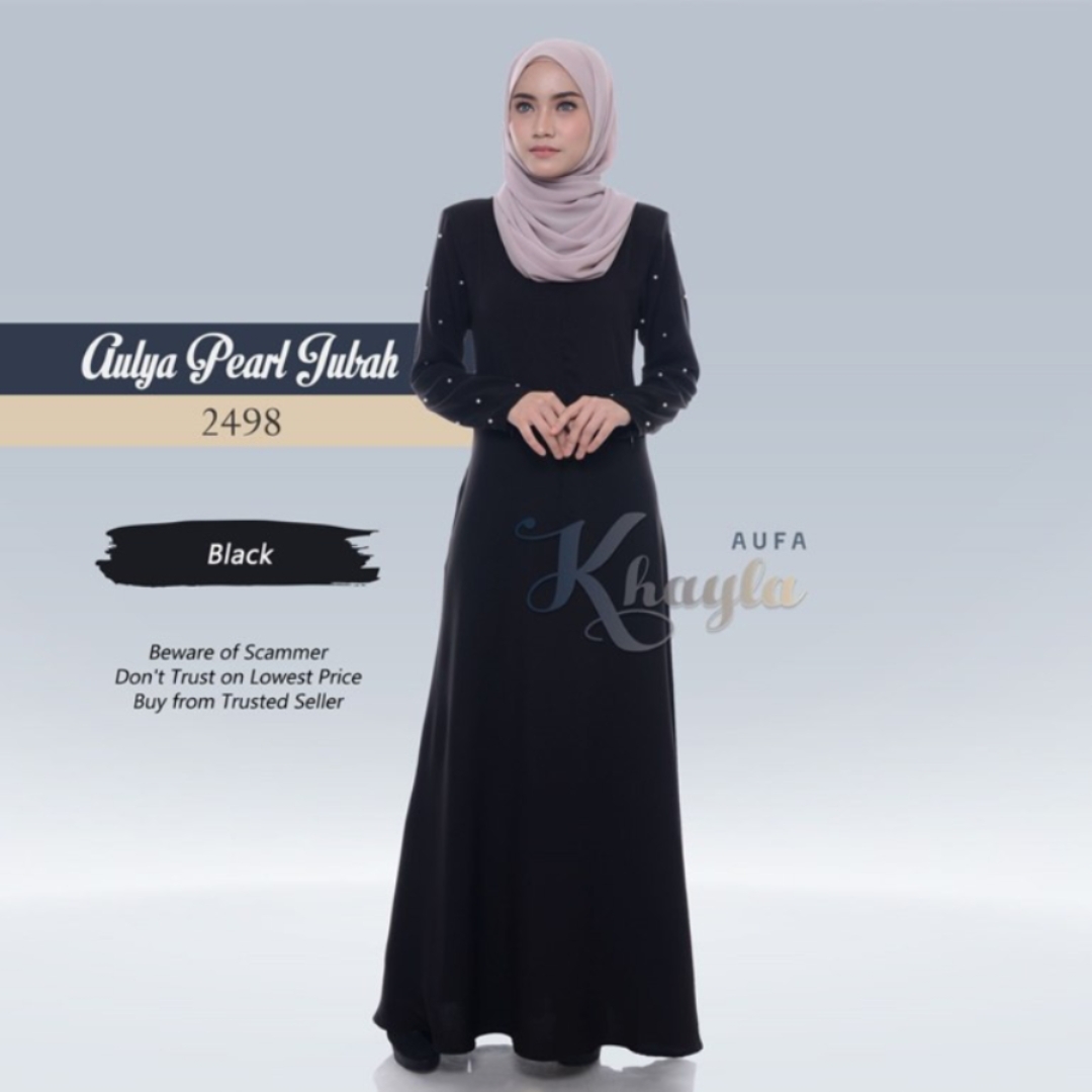 Aulya Pearl Jubah - Black