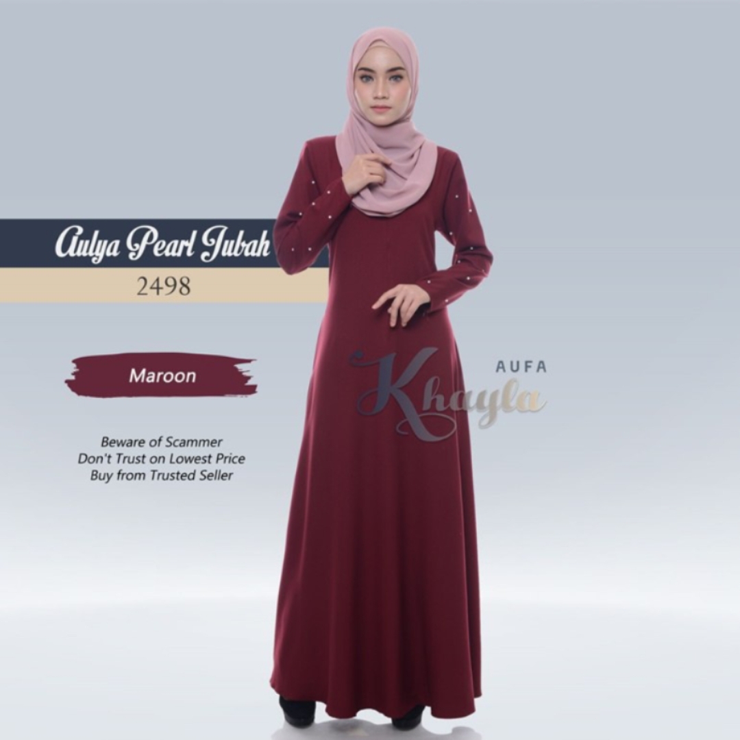 Aulya Pearl Jubah - Maroon