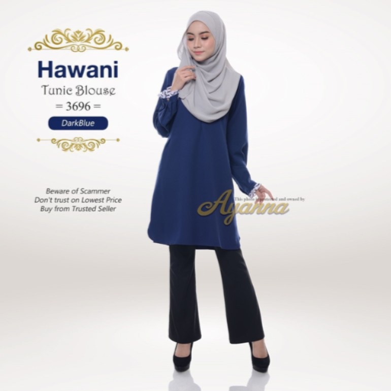 Hawani Tunic Blouse - Dark Blue