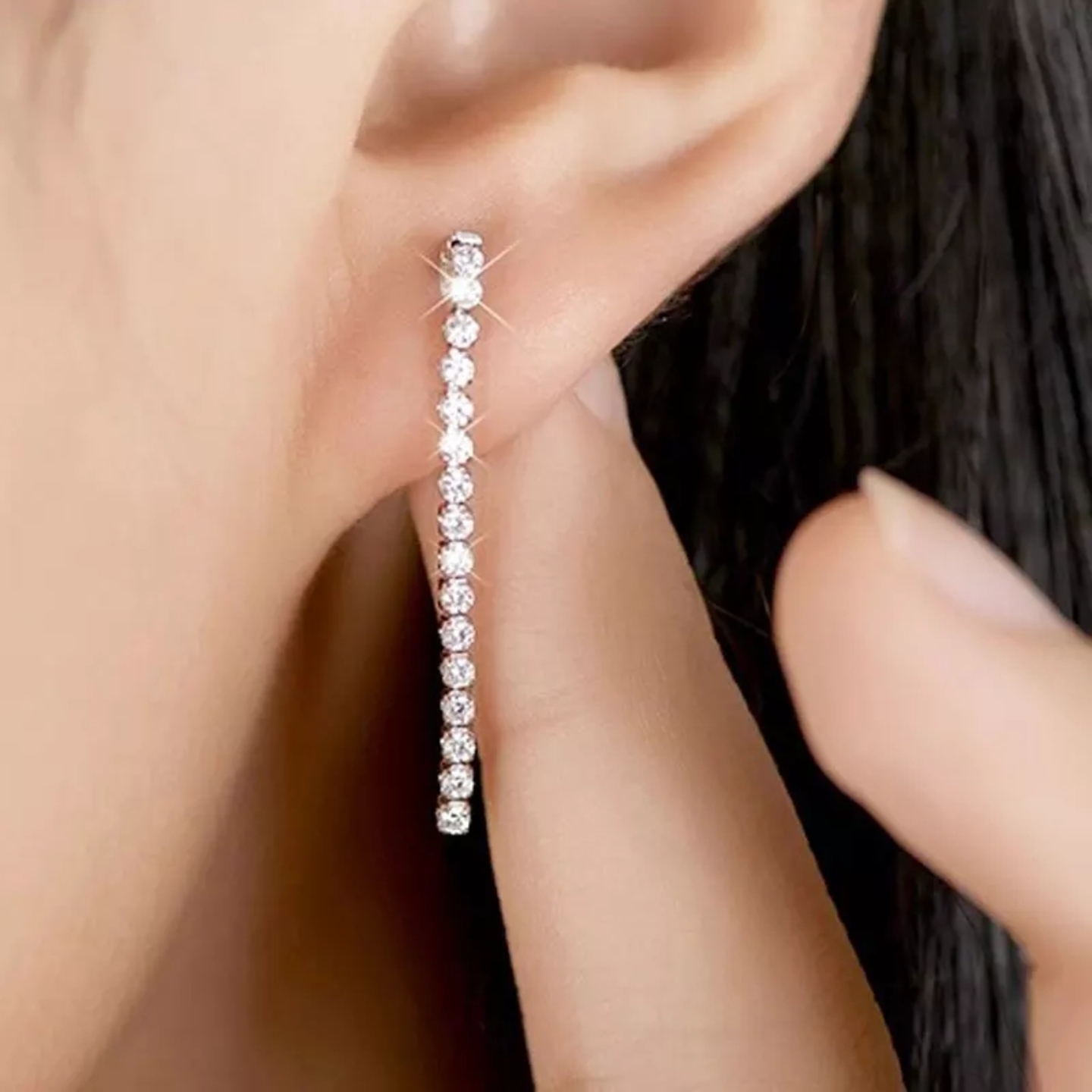 Sleek Shine Crystal silver colour Earrings