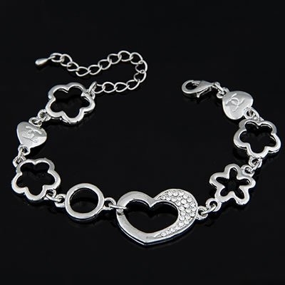Ashiana Silver Diamond Heart Bracelet valentine special