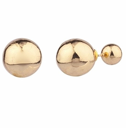 Ashiana Emma Watson inspired Double-Sided Pearl Stud earrings - Gold