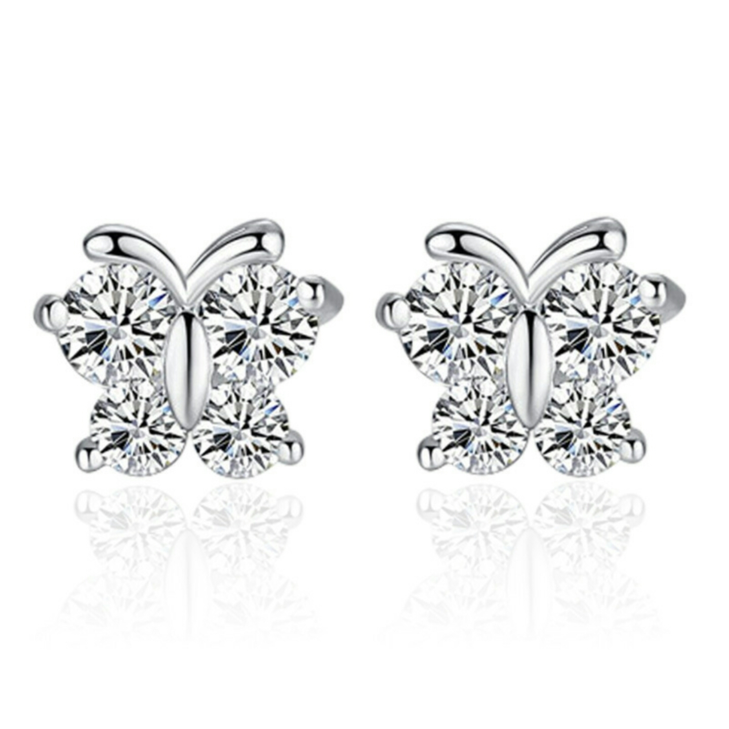 925 sterling silver Butterfly earrings with CZ stones