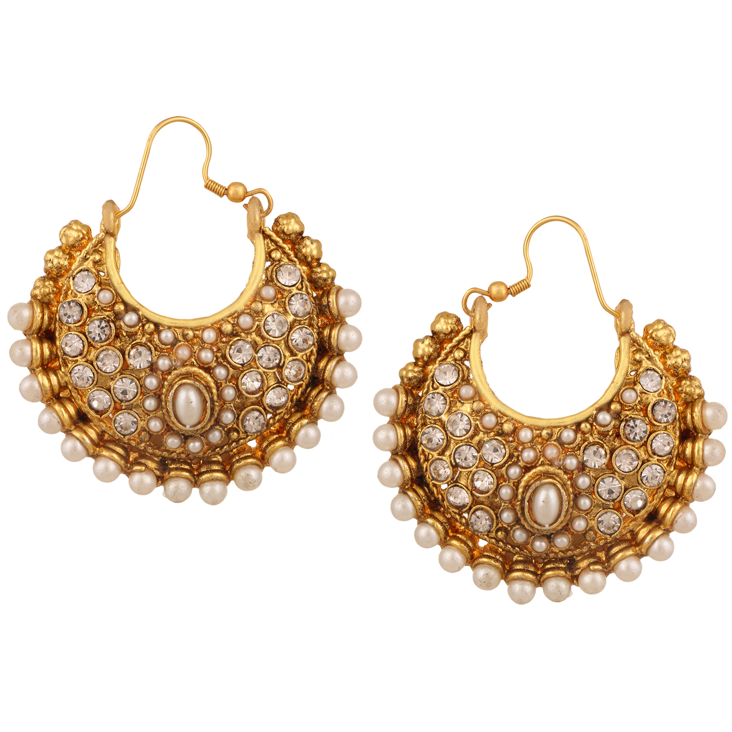 Chandbali American diamond hoop earrings