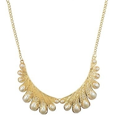 Ashiana Collar Peacock Pearl Embellished Necklace Gold