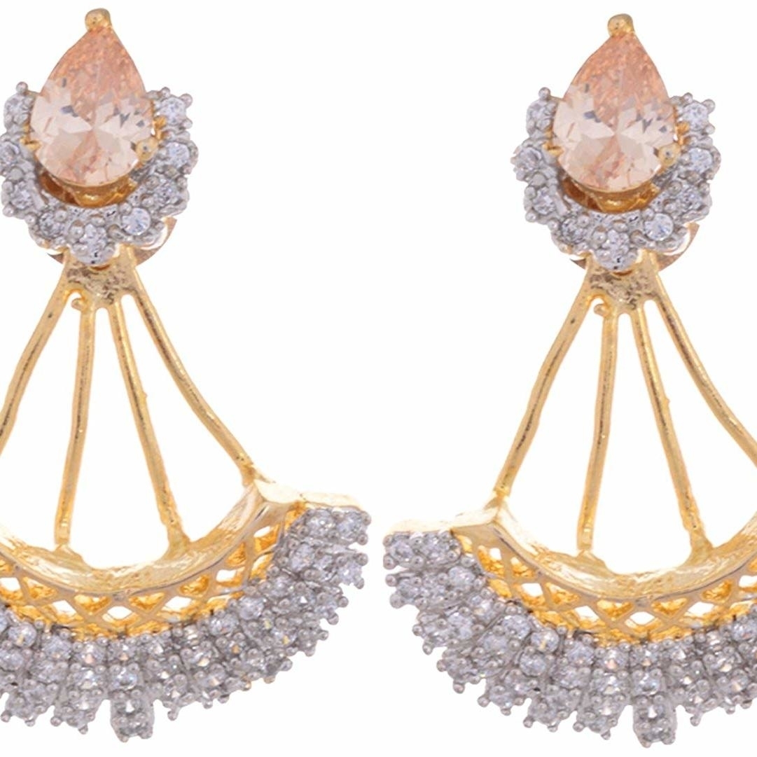 Ashiana Designer American Diamond Champagne Ear Cuff Earring d4