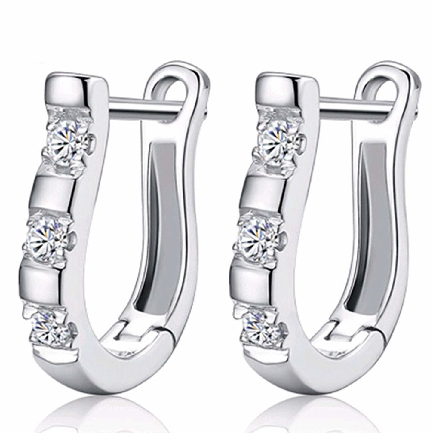 Ashiana 925 Sterling-Silver and CZ Checks Hoop Earring for Women