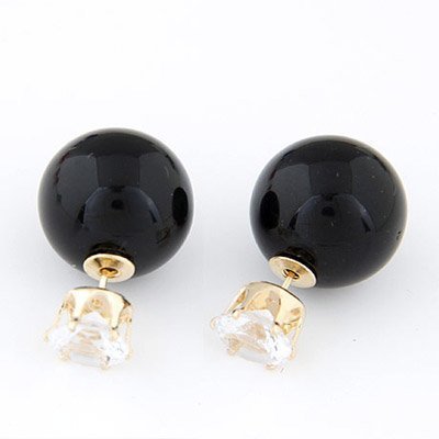Ashiana Emma Watson inspired Double-Sided rhinestone Stud earrings - Black