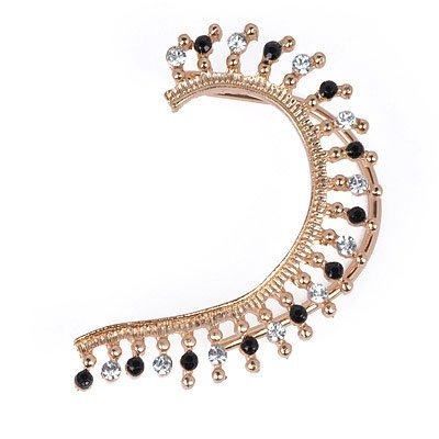Ashiana Black and White CZ Decorated Multilayer Full Ear Cuff Earrings