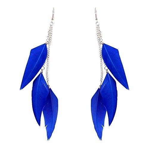 Ashiana Delicate Blue Feather tassel Earring