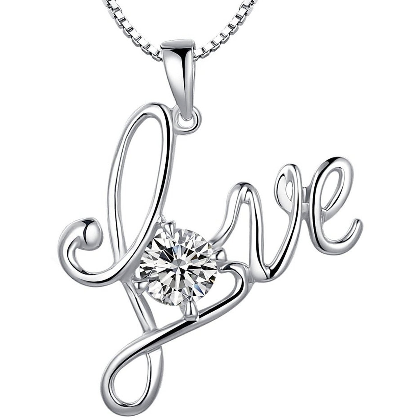 925 Sterling Silver Classic Love Pendant With Chain