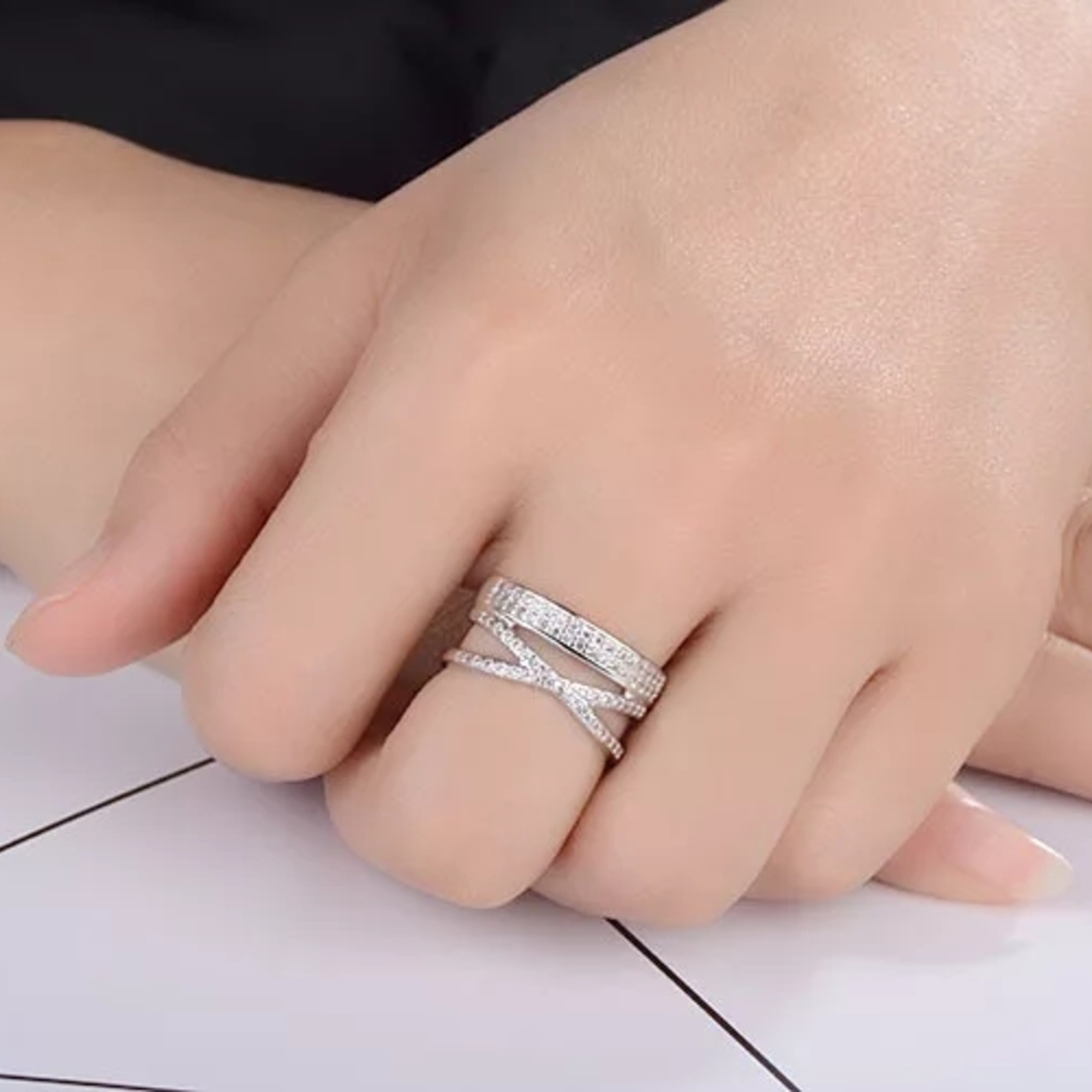 sterling silver cross band finger ring 