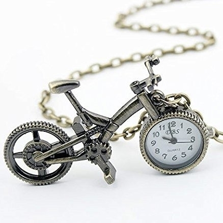 Ashiana Antique Bronze Bicycle Designer Necklace Watch