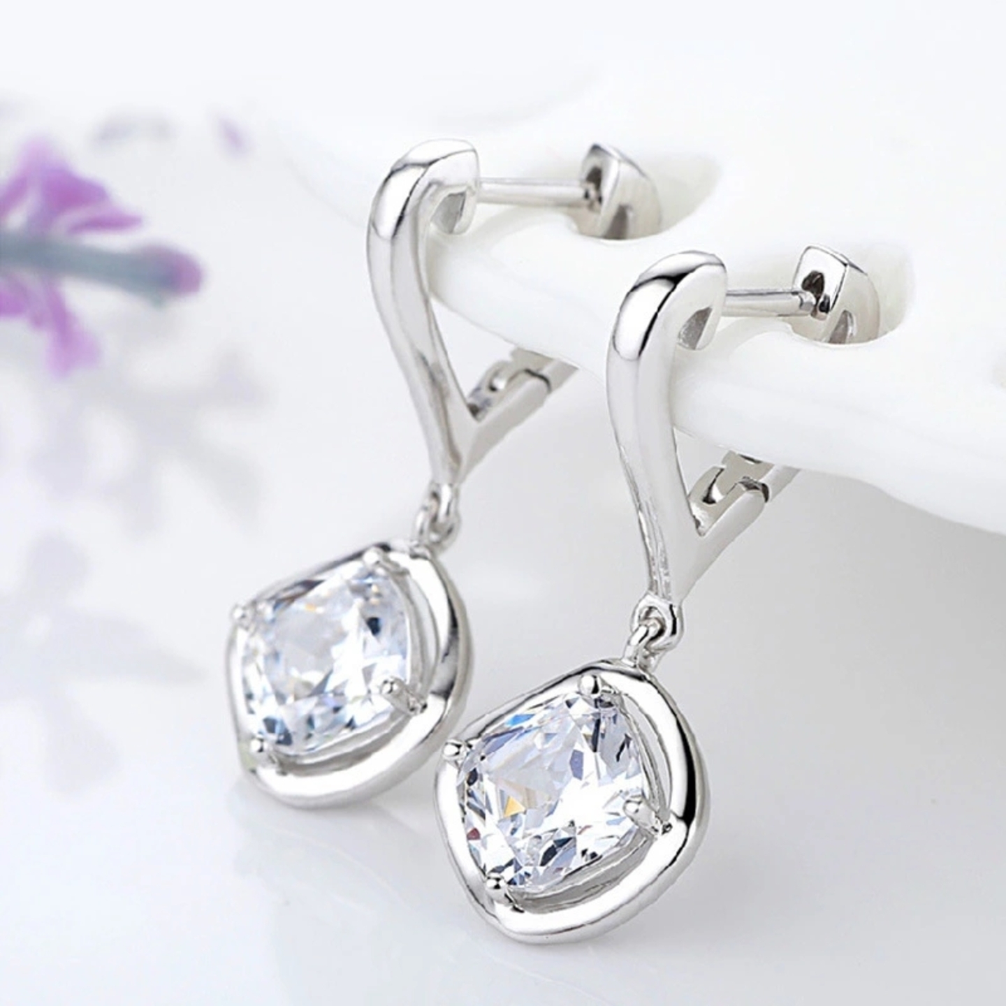 Sterling Silver Glacial Solitaire Drops Earrings