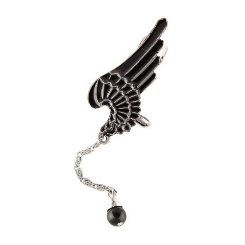 Ashiana angel wing black and silver ear cuff earrings