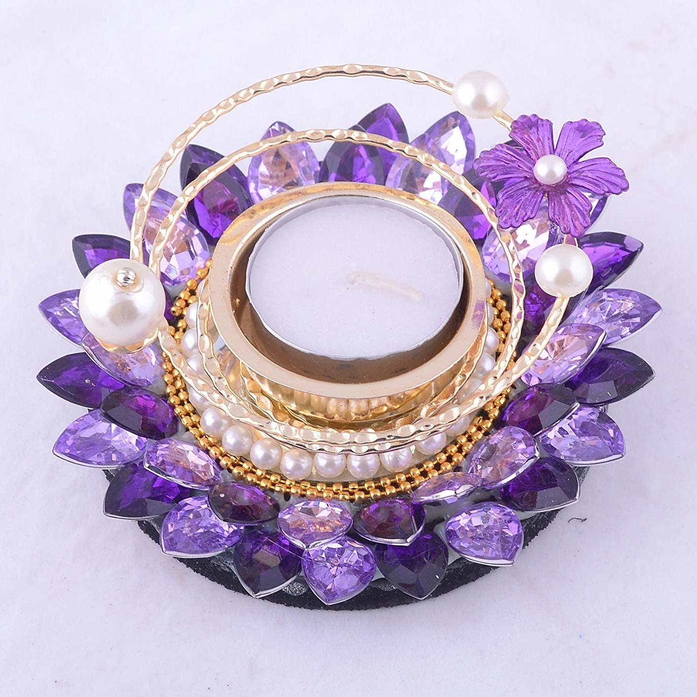 Ashiana Diwali Special Gold Spiral tea light or candle Flower floating rangoli diya