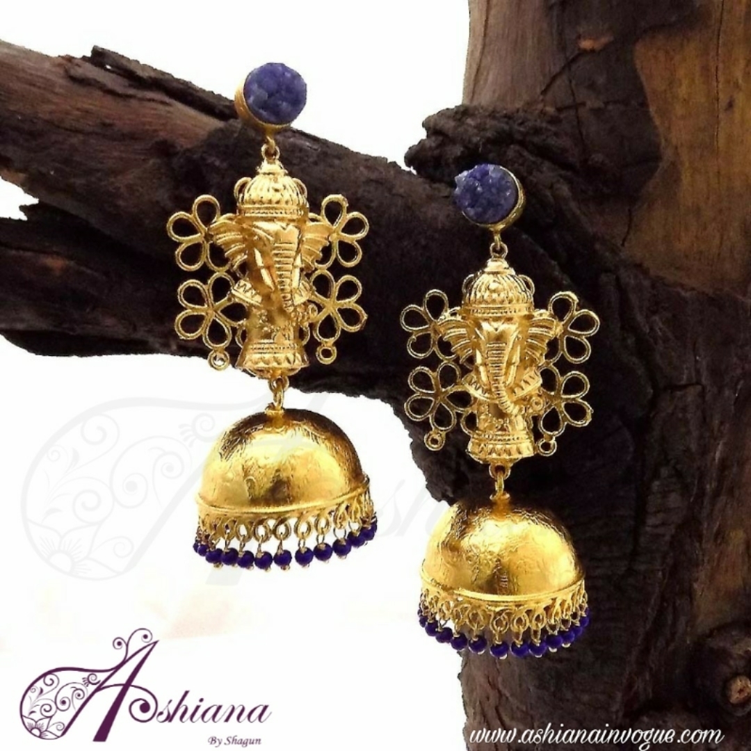 Druzy Ganesha dangler earrings