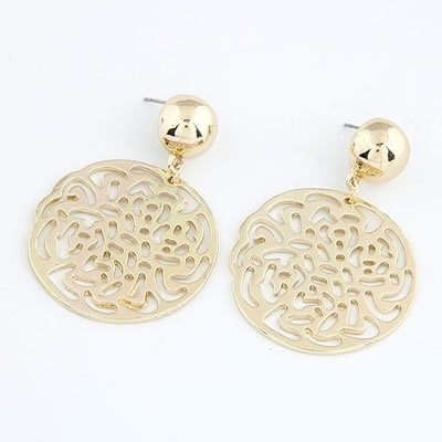 Ashiana carved round Rose Dangle and drop Earrings