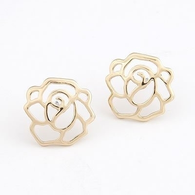 Ashiana beautiful gold Hollow Out Rose stud earrings