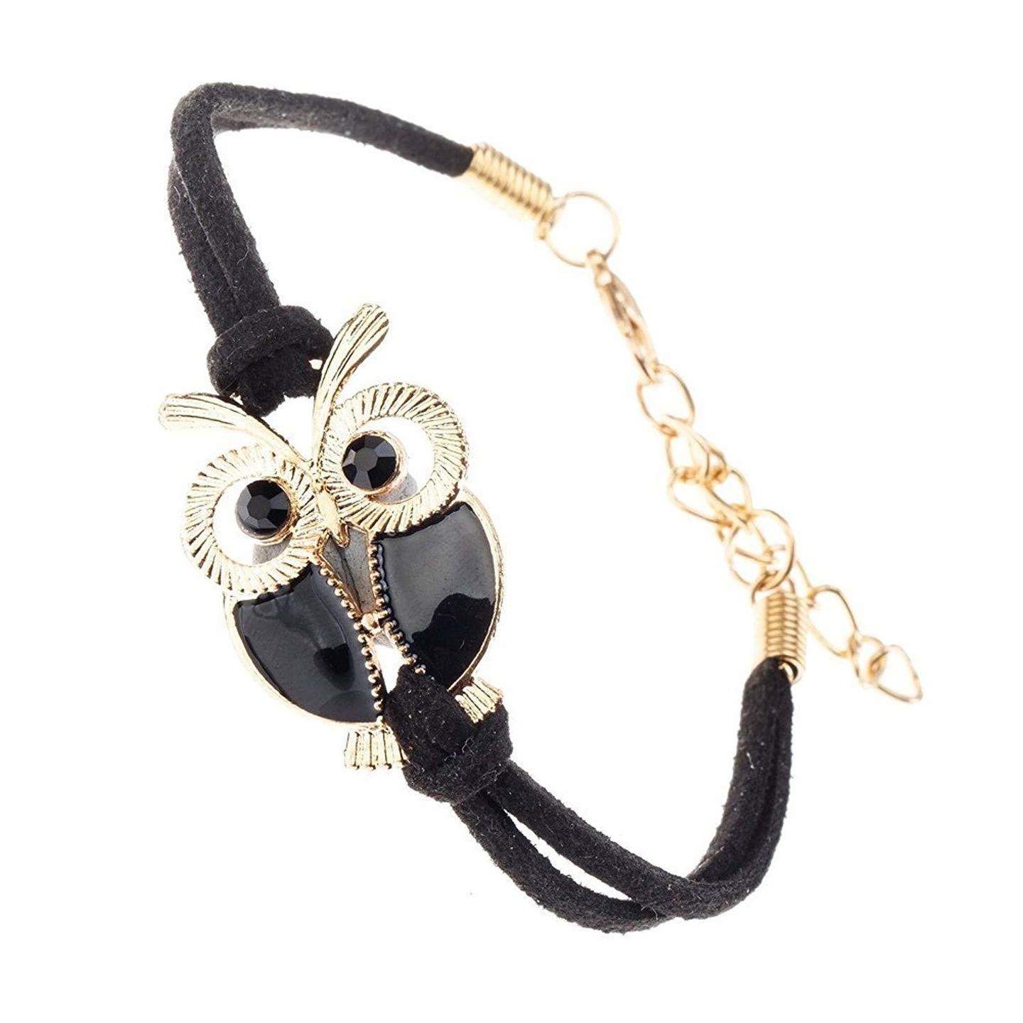 Ashiana Black owl Suede Bracelet