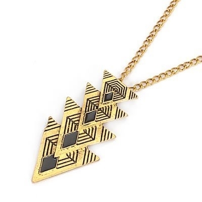 Ashiana Black Multi Triangle pendant necklace chain