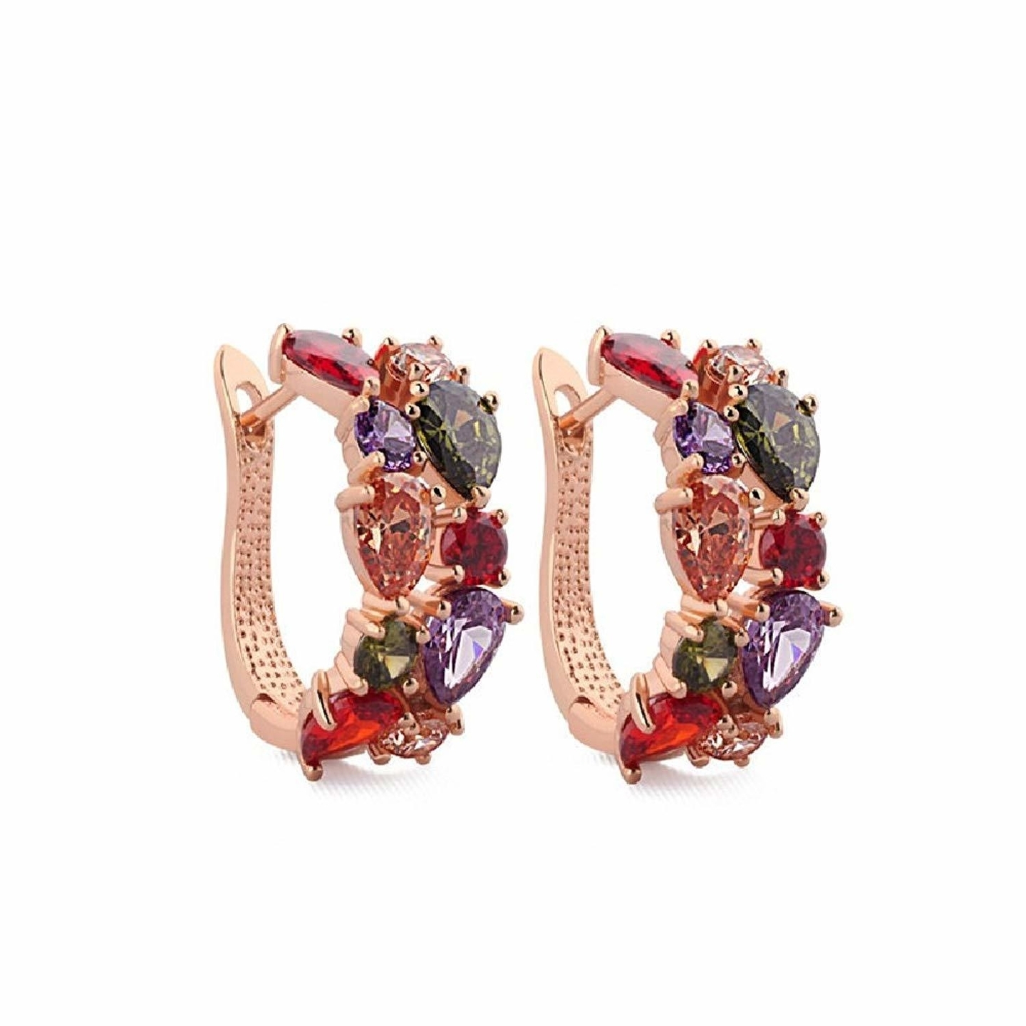 Ashiana Multi-Colour Drops Swiss Cubic Zirconia 18K Rose hoop earrings