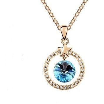 Ashiana Charming Rhinestone Star Diamond Necklace Blue