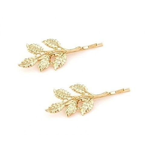 Ashiana gold leaf hair pin pair