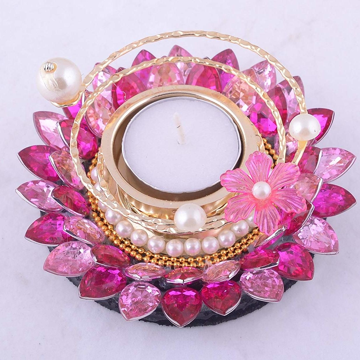 Ashiana Diwali Special Gold Spiral tea light or candle Flower floating rangoli diya