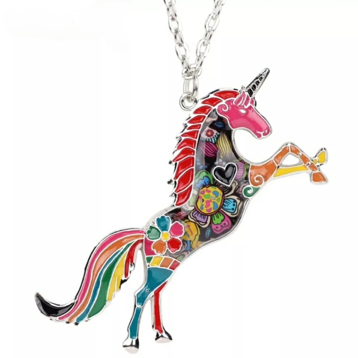  Rainbow Running Unicorn Necklace