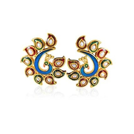 Ashiana Elegant Dancing Peacock Earrings multi colour