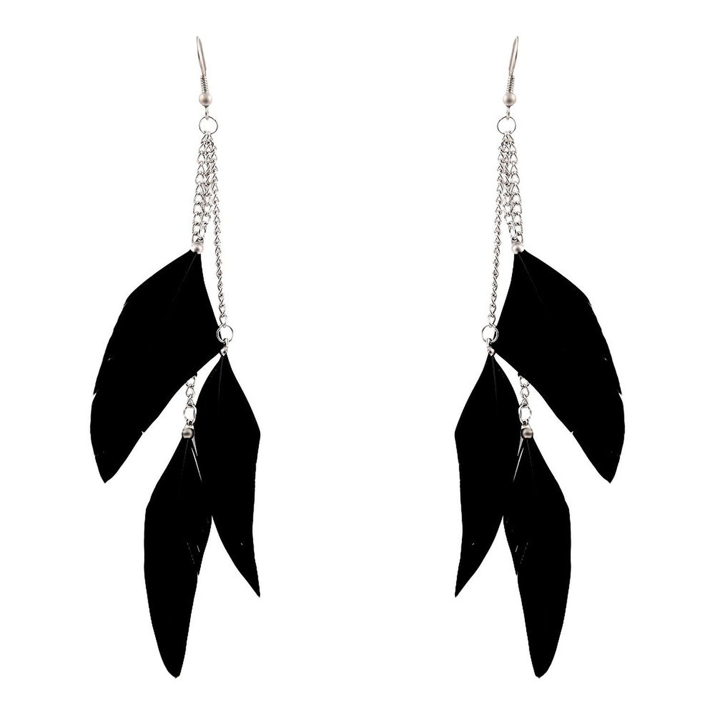Ashiana Black Feather Tassel earrings
