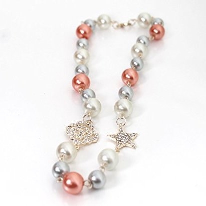 Ashiana Elegant Star Flower Embellished Pearls Retro Necklace Gold