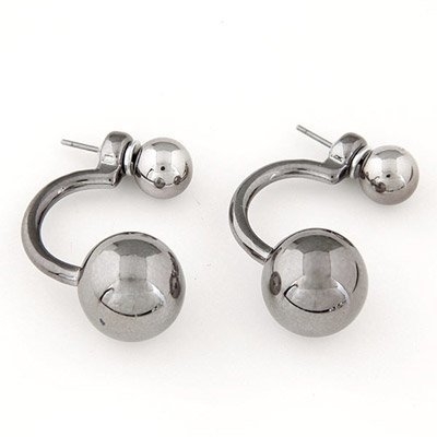 Ashiana Gun metal cuff style double ball earring