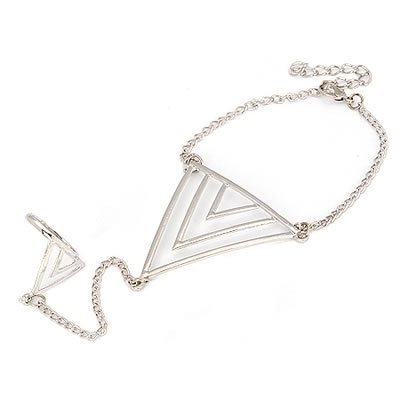 Ashiana Triangles Chain Ring Bracelet Silver