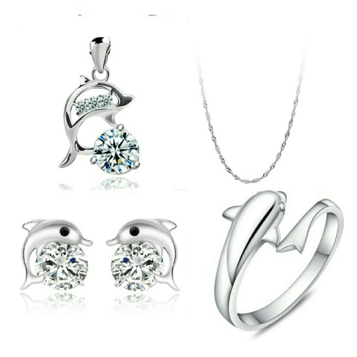 925 sterling silver Dolphin set