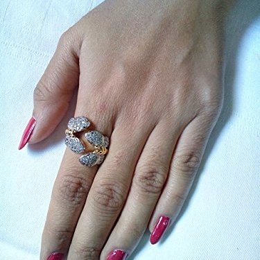 Ashiana Exclusive Adjustable American Diamond twin butterfly ring