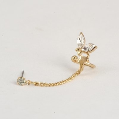 Ashiana elegant tinkerbell rhinestone ear cuff chain - gold
