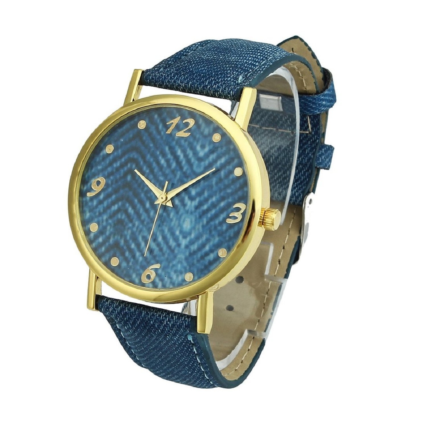 Ashiana Stylish Blue Denim Cloth Strap Bracelet Quartz Wrist Watch Unisex