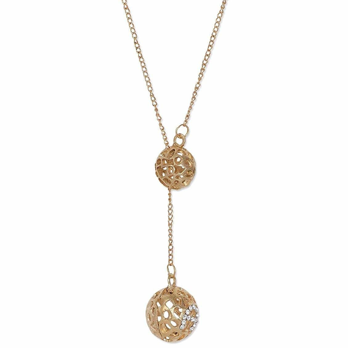 Ashiana Gold Color Hollow Out Ball long chain necklace