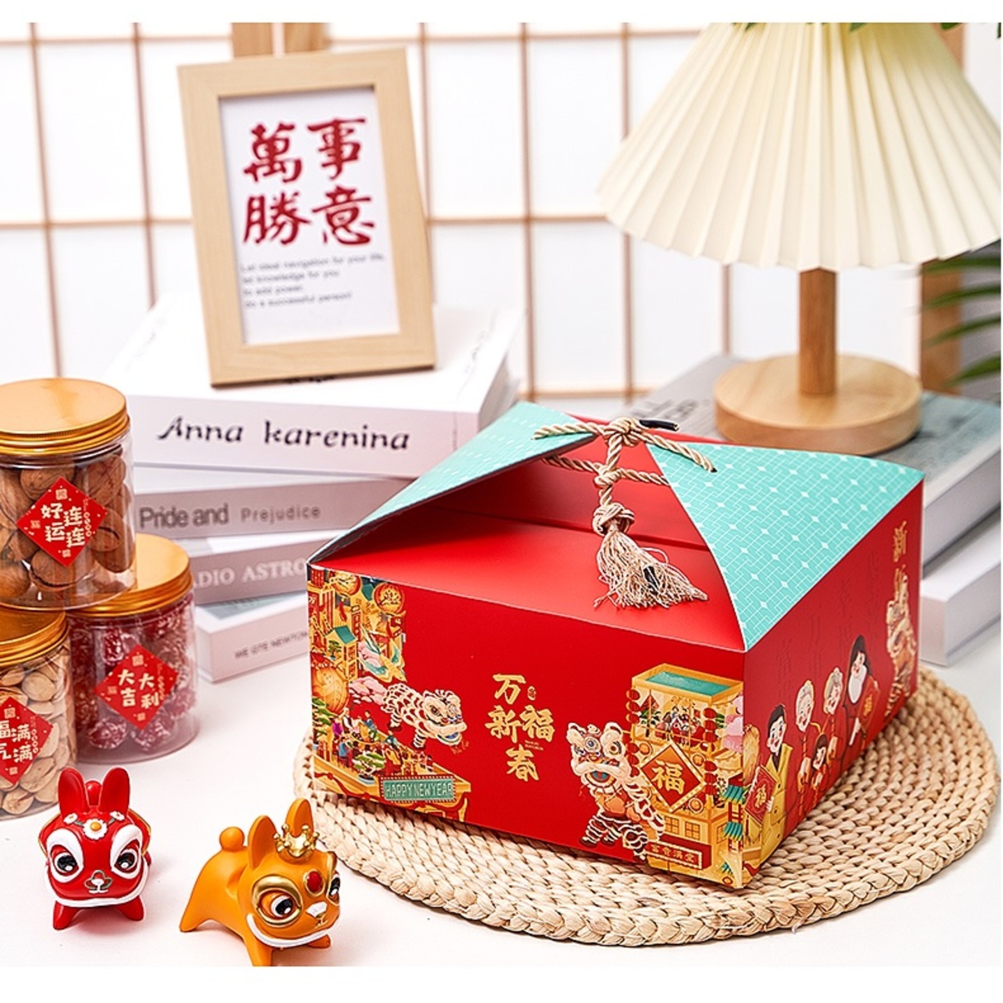 2023 CNY Premium Gift Box - Lion Dance Japanese Style CNY Box 4 Bottles with Gift Box & Bento Style Bag