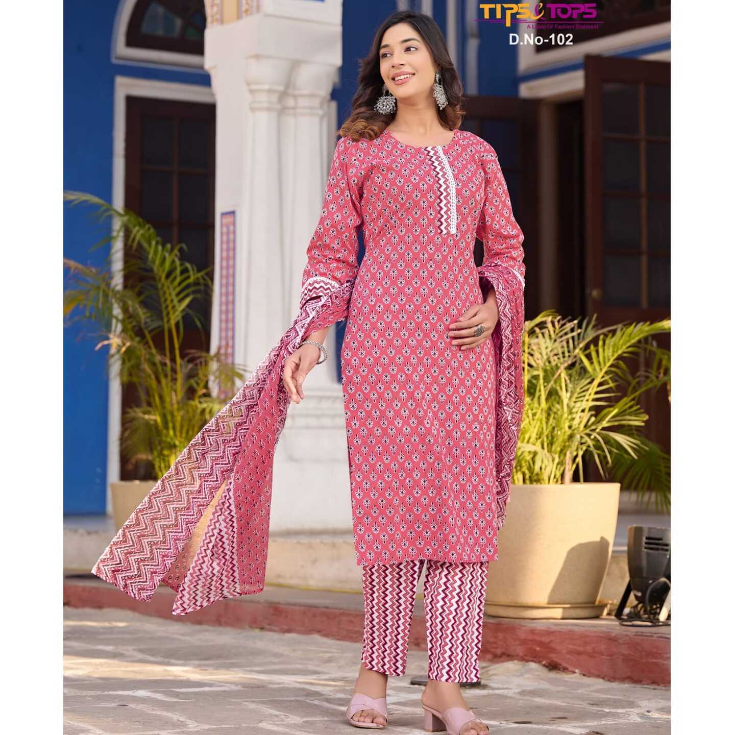 F_Cotton Pant Suits with Duppatta