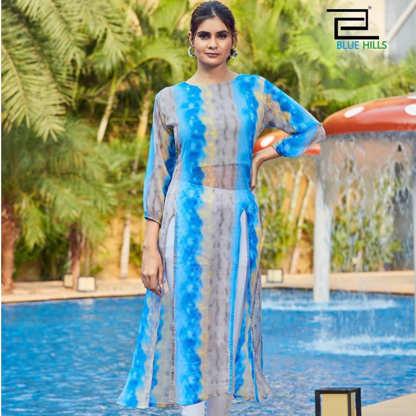 Slit Fancy Georgette Kurtis - M L XL XXL