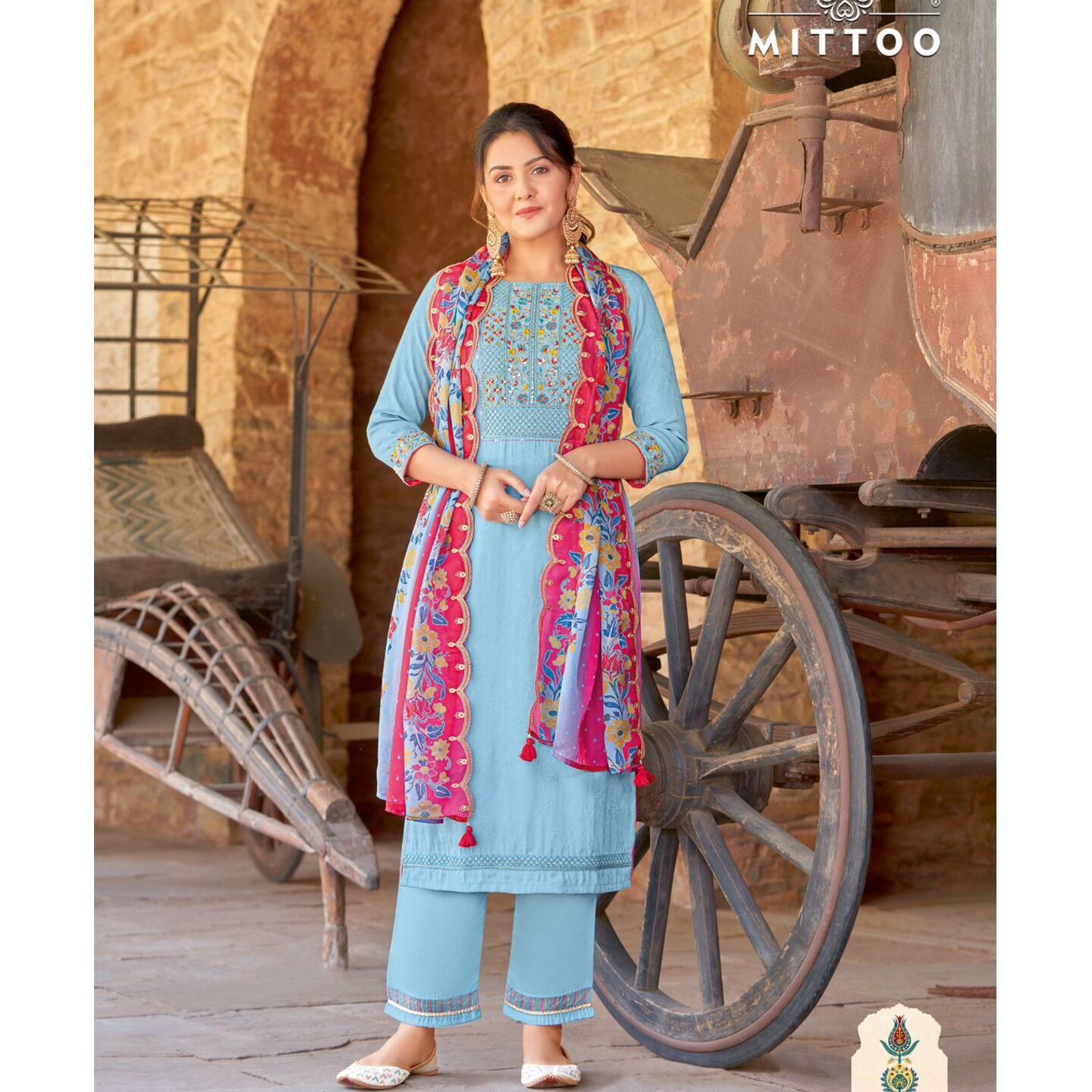 Readymade Suit Top-Bottom-Duppatta- 3XL