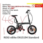 ROGI PRO Foldable ebike 48v 16 LTA APPROVED PAB w 6 gears