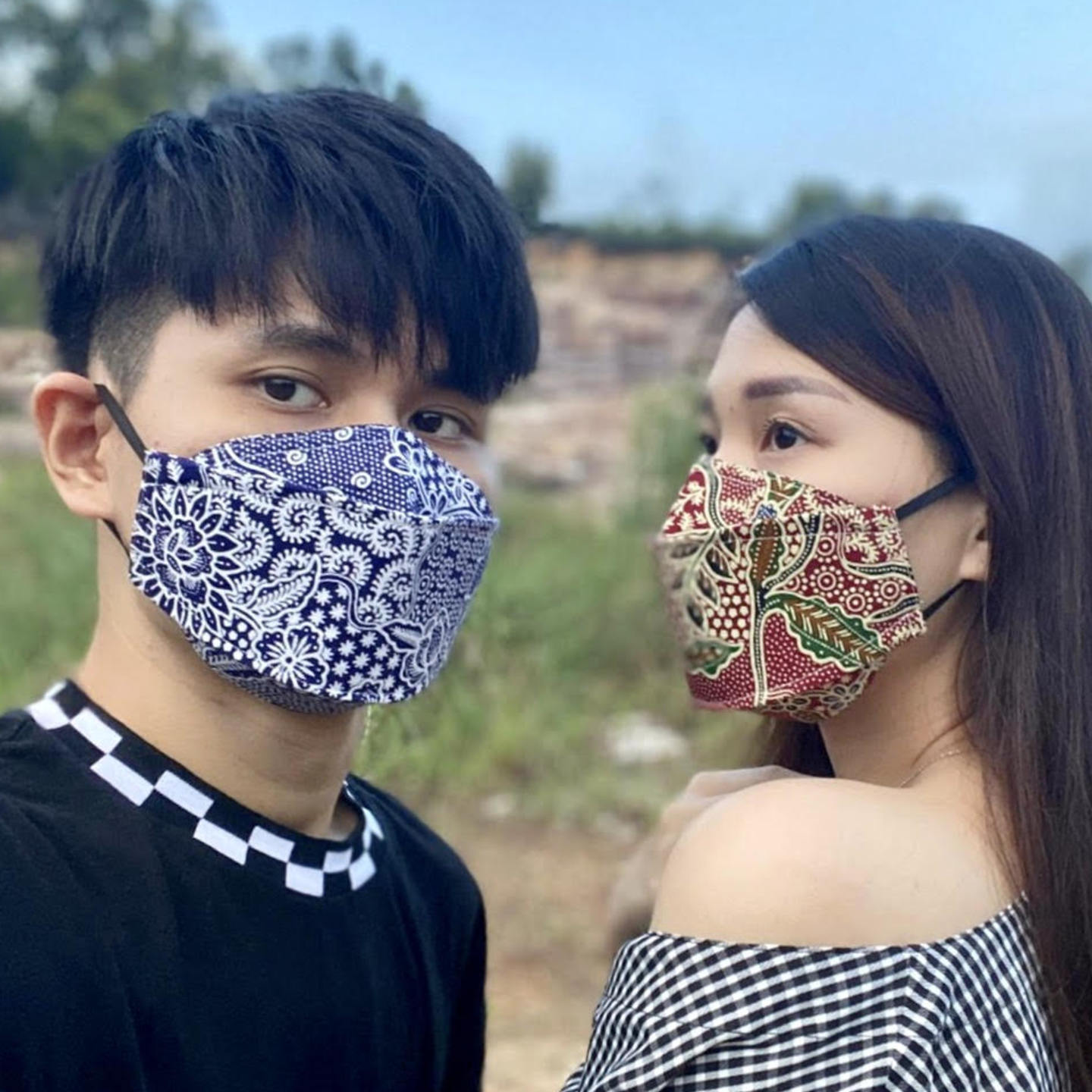 Batik print 3D cloth masks  KF 94 shape-like mask