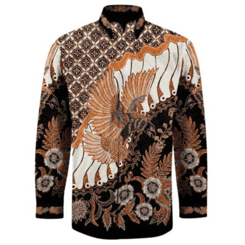 Hand woven silk, hand drawn batik shirt ( XL size )