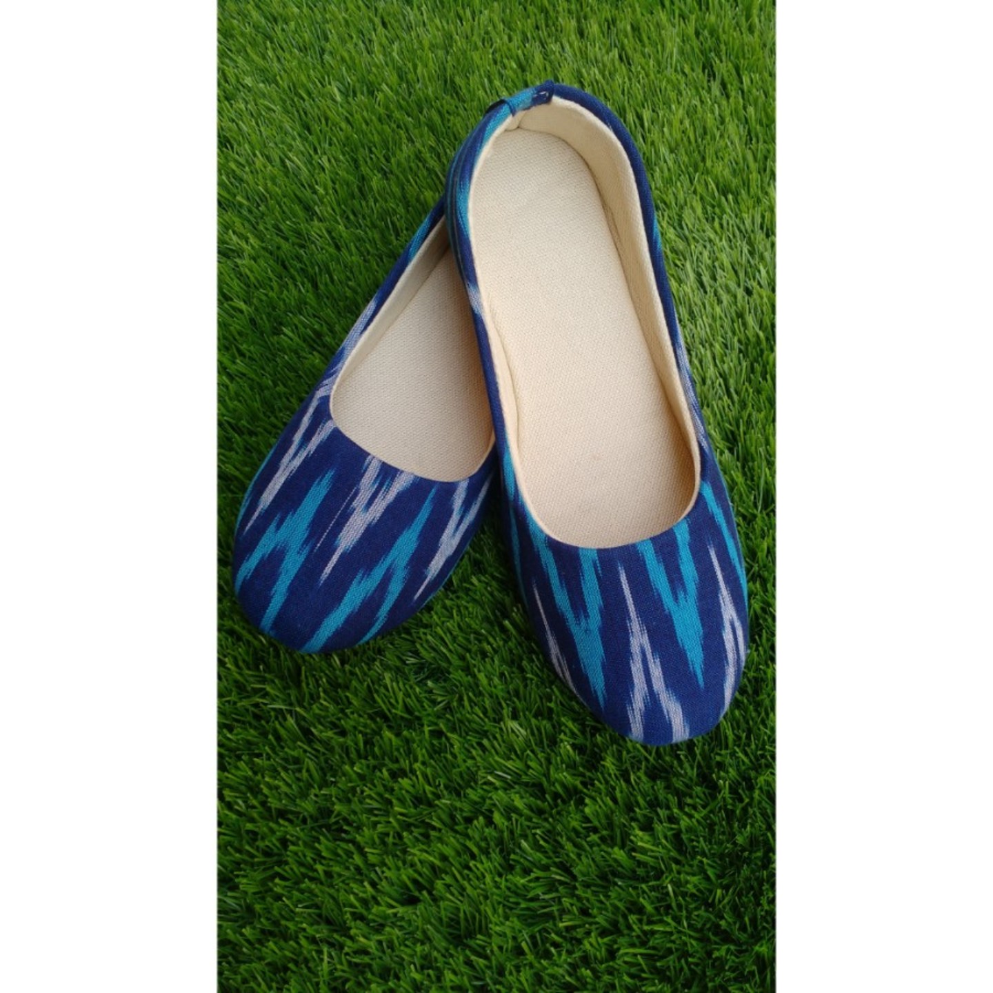 Ikkat fabric slip on Ballerinas