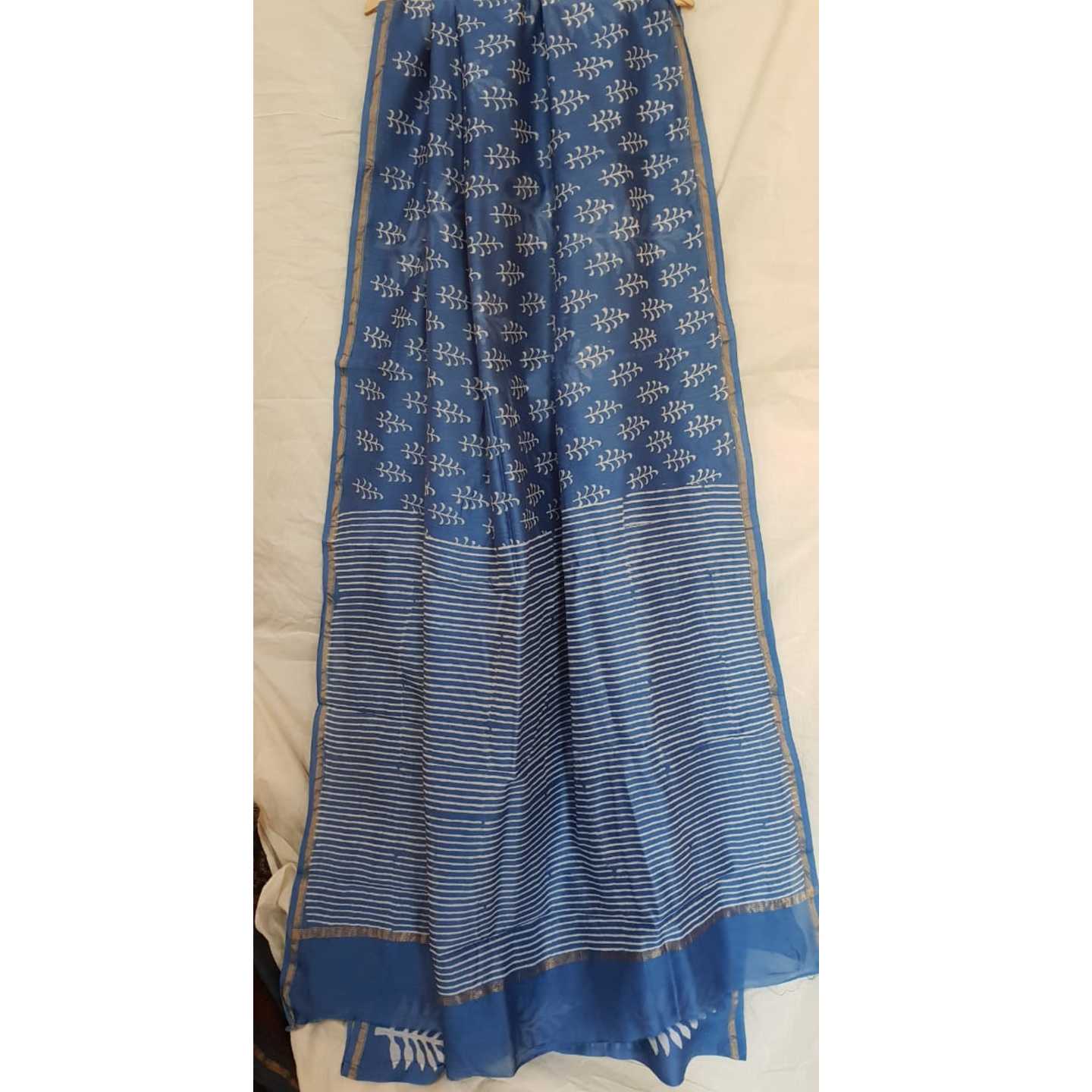 Hand block printed Chanderi Silk Saree