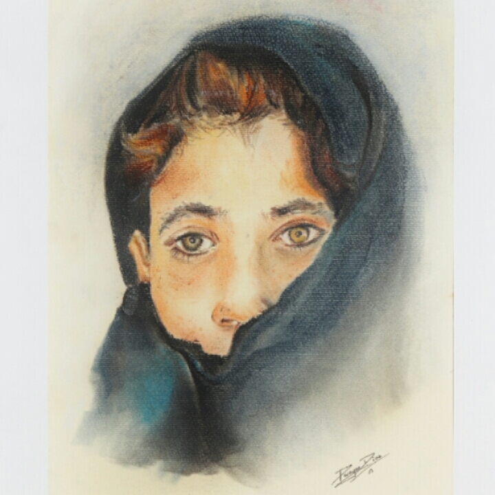 pastel afghan lady portrait 